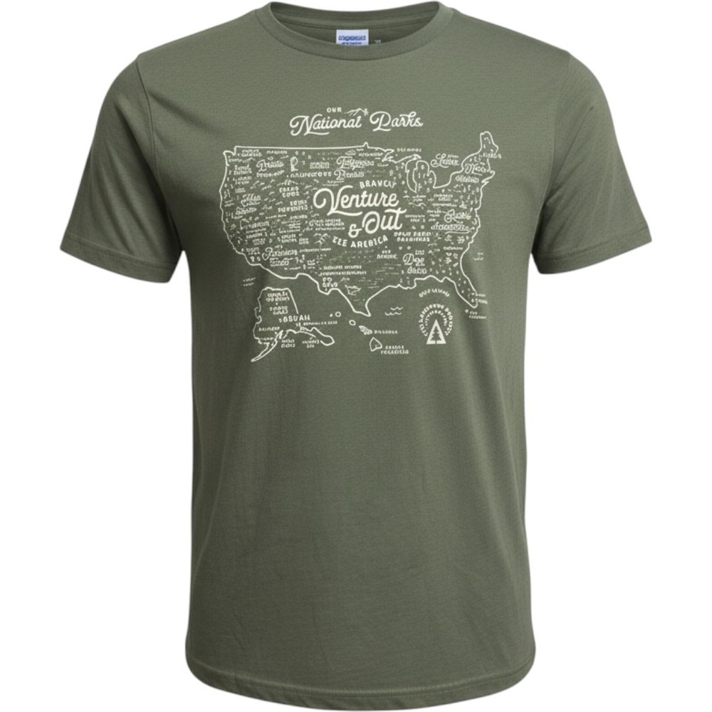 Landmark Project National Parks Maps Enthusiast Green Tee Men's Large